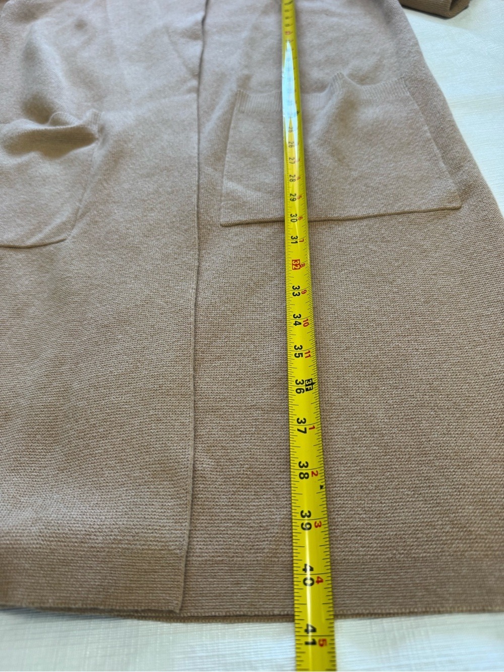 J. Crew Ella Open-Front Trench Sweater Blazer Merino Coat Beige Small fits M - Picture 6 of 7
